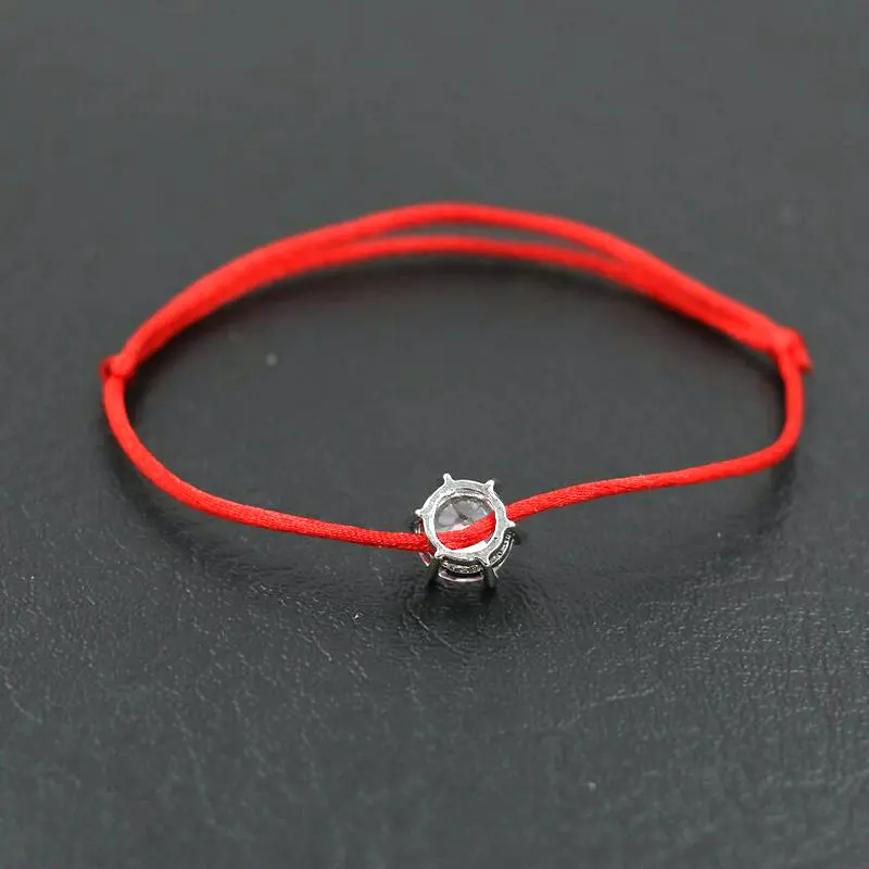 Silver Color Round Rhinestones Crystals AAA Zircon Thin Red Rope Thread String Braided Bracelets Women Gifts bracelet jewelry