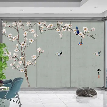 

Kitchen sliding door stickers Self-adhesive wardrobe renovation New Chinese style cabinet decoration painting