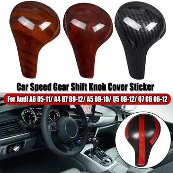 

Car Speed Gear Shift Knob Head Gearshift Handle Cover Sticker For Audi A6 05-11/ A4 B7 09-12/ A5 08-10/ Q5 09-12/ Q7 C6 06-12