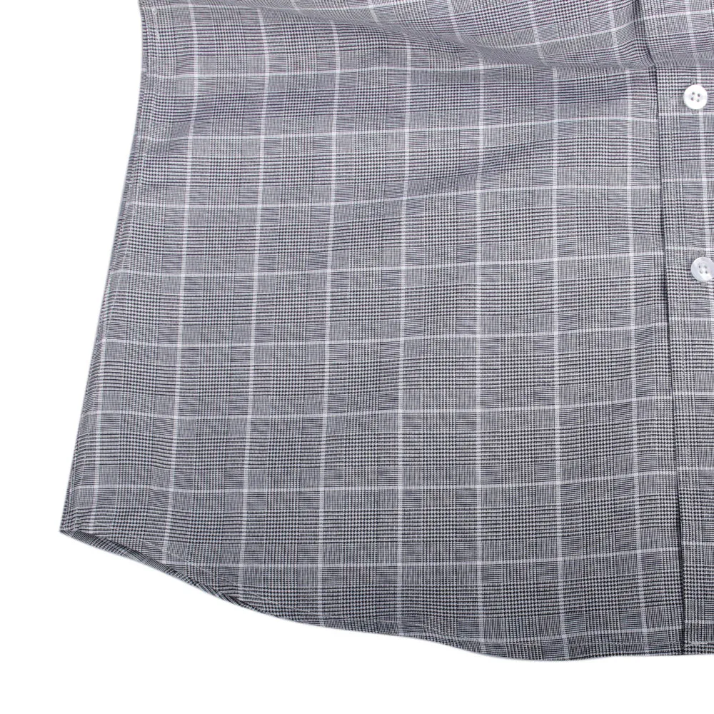 Custom MADE 100% COTTON Glen Plaid Dress Shirts, BESPOKE Casual TAILORED Black White Glen Check Mens Dress Shirts 2020 Chemise
