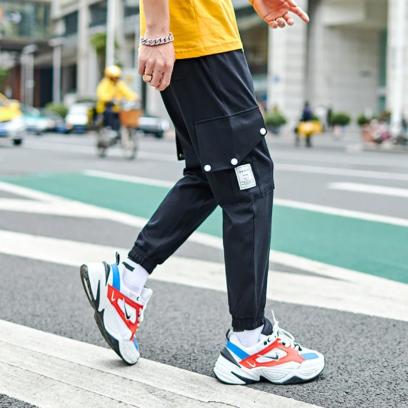 

2019 Hot Selling Bib Overall Street Snap Casual Pants Household Couples Sweatpants Slim Fit Trousers Cool Running Athletic Pants