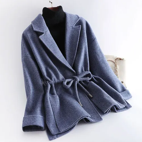 Женское пальто размера плюс, зимняя клетчатая куртка, пальто с накидкой, утолщенная свободная твидовая верхняя одежда - Цвет: wumailan