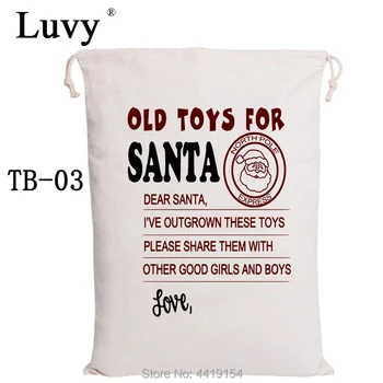 

Luvy Santa Sacks 10pcs/lot Christmas Gift Drawstring Canvas Candy Bag Large Santa Claus Kids Christmas Bag Party Decoration