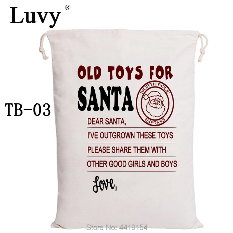 

Luvy Santa Sacks Christmas Gift 30pcs/lot Drawstring Canvas Candy Cane Bag Large Santa Claus Party Decoration Kids Christmas Bag