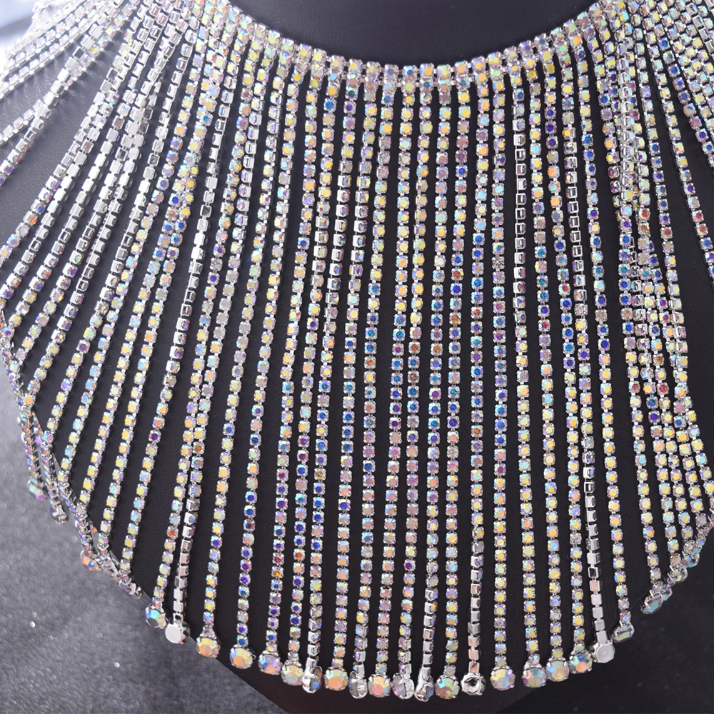 Crystal AB tassel rhinestone fringe trimming  (2)