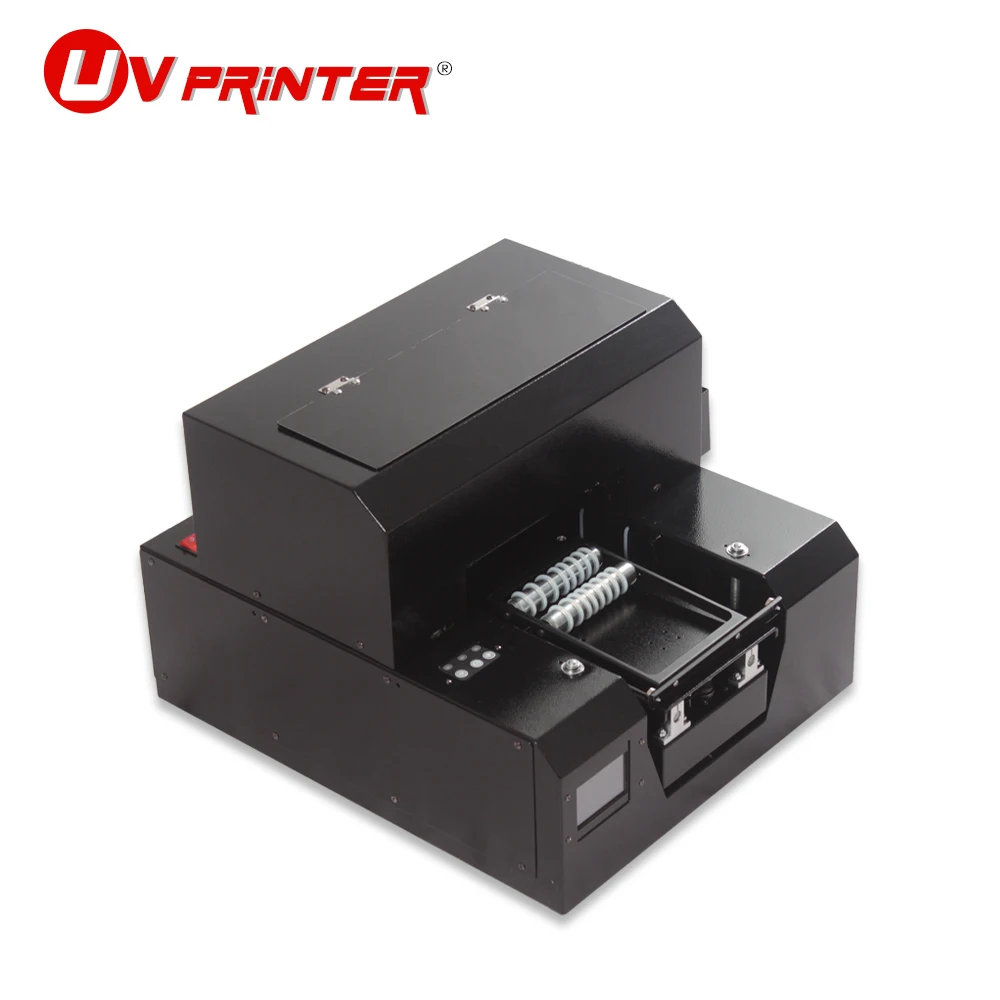 

A4 UV inkjet cylindrical flatbed printer quick-drying ink for mobile phone shell cloth glass golf wood pvc metal printing