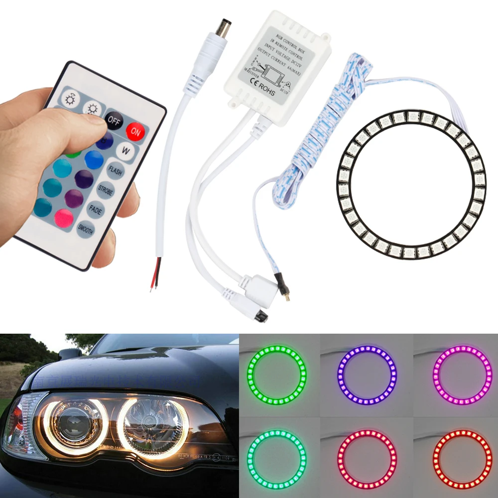 

For BMW E36 E38 E39 E46 Car LED Angel Eye Halo Rings IR Remote Control Multi-Color Car Light RGB LED Eye Rings