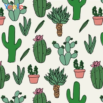 

Yeele Wall Water Color Decor Portrait Potted Cactus Photography Backdrops Personalized Photographic Backgrounds For Photo Studio