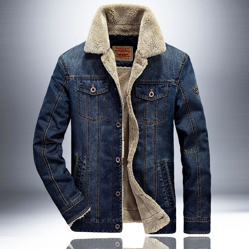 

Plus Fashion Denim Jacket Men Winter Wool Liner Warm Mens Jackets Brand Outwear Jeans Coats Male Cowboy Clothing Streetwear 6XL