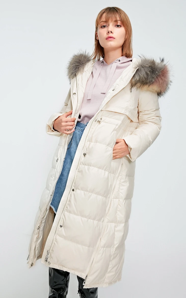 Vero Moda женский 90% белый утиный пух цвет енота мех длинный пуховик парка пальто | 318412510
