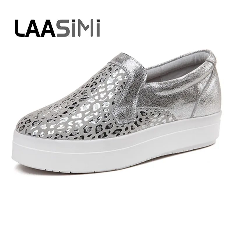

LAASIMI Platform Women Shoes 35-40 Genuine Leather Increasing Height Spring Slip On Women Flats Casual Female Shoes Ladies Flats