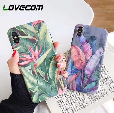 For iPhone 12 Pro Case Retro Banana Leaf Flower Phone Case For iPhone 13 12 11 Pro Max XR XS Max 7 8 Plus Soft IMD Cover Coque