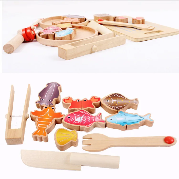 Multi-functional Wooden Children Kitchen Play House Toys Parent And Child Game Slicer Set