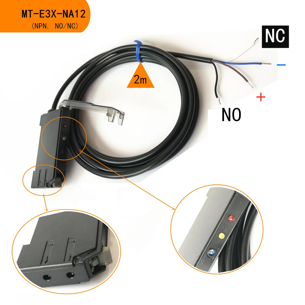 אופטי חיישן מגבר סיב אופטי חיישן הפוטואלקטרי E3X-NA12 שקוף npn pnp לא מתכווננת nc רגישות גבוהה