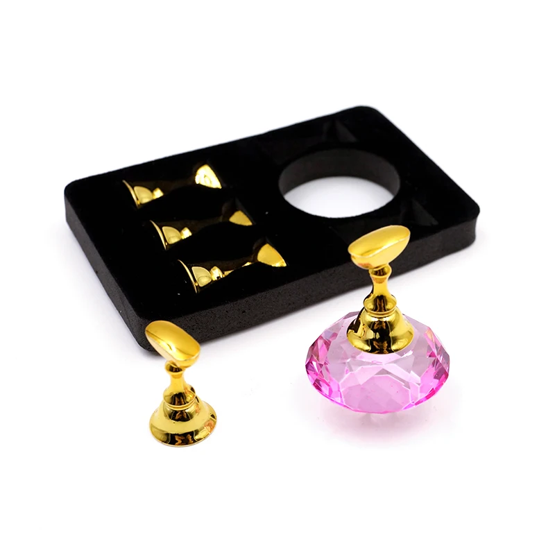 1pc Kristall basis 5 Tipps Nail Art Praxis Training Display Stand magnetische Nagel halter Legierung falsche Nägel zeigen Regal Maniküre – Detail 3