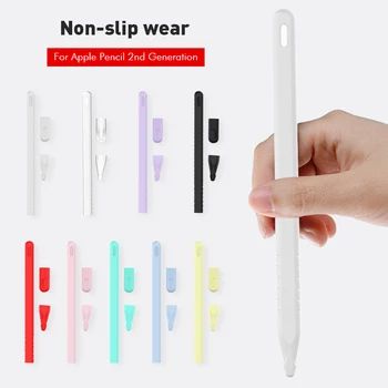 

1 Set Soft Silicone Case For Apple Pencil 2 Accessories Colorful Tablet Touch Pen Stylus Protective Cover Round Pen Set Case
