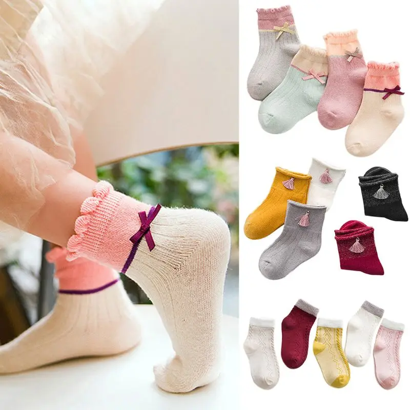 Милые носки для девочек в стиле «Дикая принцесса»; Детские милые носки с бантом; свободные носки принцессы для девочек; носки без пятки средней длины