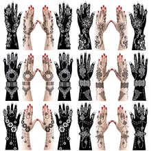 12pcs Large Henna Hand Tattoo Stencils Flower Glitter Airbrush Mehndi Indian Henna Tattoo Templates Stencil For Body Painting