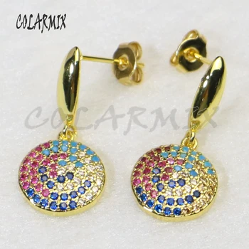 

5 pairs Small Round dangle earrings rainbow stone dangle earrings rainbow crystal earrings drop earrings 5651