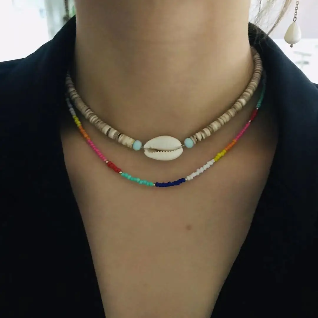 Богемное ожерелье с подвеской в виде раковины puka, колье, boho jewelrycollares largos, пресноводные жемчужные бусы, многослойное женское ожерелье, новинка