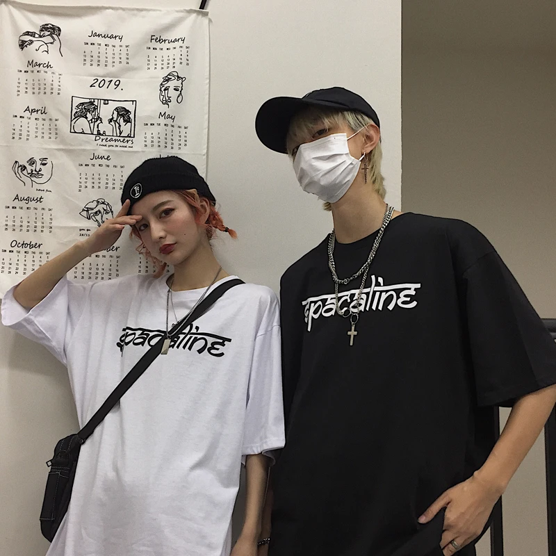 Harajuku Darkness женская футболка, винтажный узор, светоотражающие, с принтом пламени, круглый вырез, короткий рукав, черные повседневные футболки, готические футболки