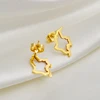 Anniyo 1.5cm Small Colombia Outline Map Stud Earrings of Colombian Jewelry Stainless Steel  #253221 5