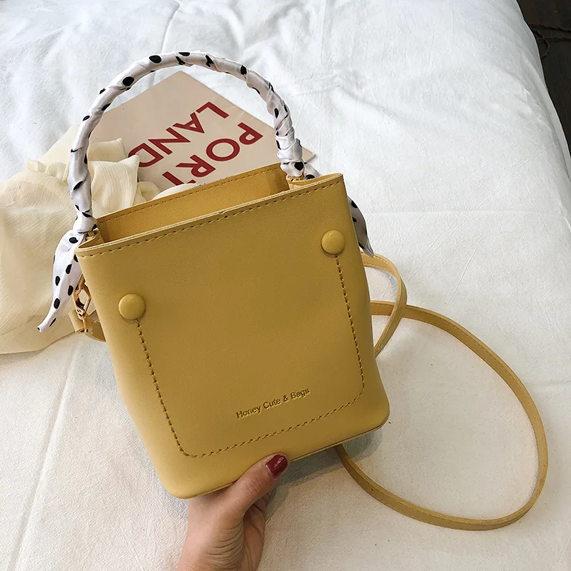 

Online Celebrity Bucket Bag 2019 Summer New Style Versitile Fashion Handbag Candy-Colored Ribbon Shoulder WOMEN'S Bag