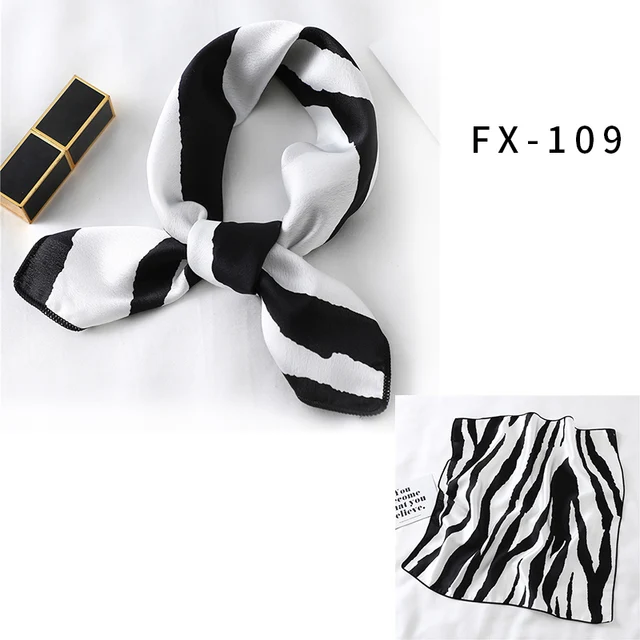 2021 Square Silk Scarf Women Fashion Print Small Neck Scarfs Office Lady Hair Band Foulard Hand Kerchief Female Bandana Shawl FX-109