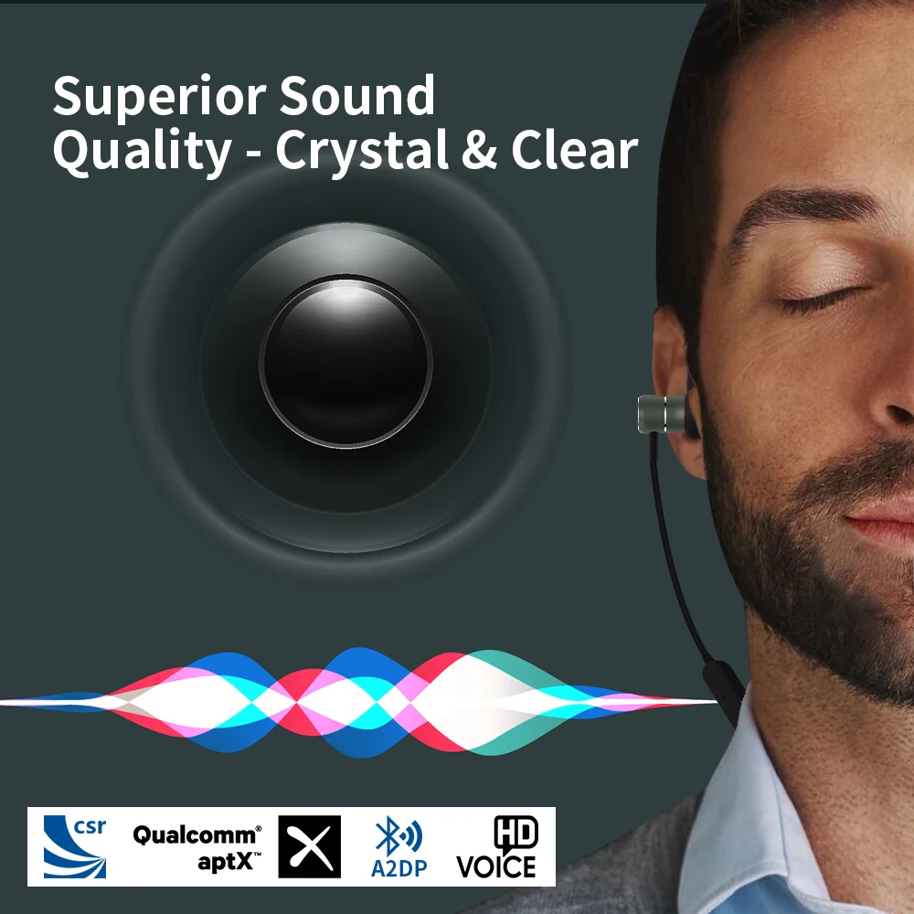Bluetooth беспроводные наушники магнитные спортивные с защитой от пота CVC6