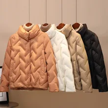 

Thin section down jacket women's new fall/winter white duck down casual short stand-up collar capless ladies warm jacket down