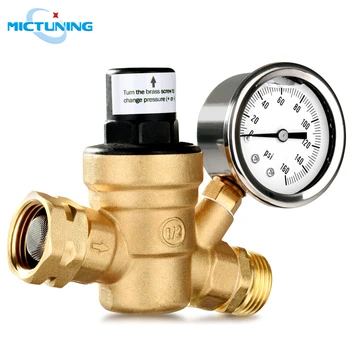

MICTUNING Water Pressure Regulator with 0-160PSI Gauge Build-in Oil & Stainless Screened Filter Lead-Free Brass Pressure Reducer