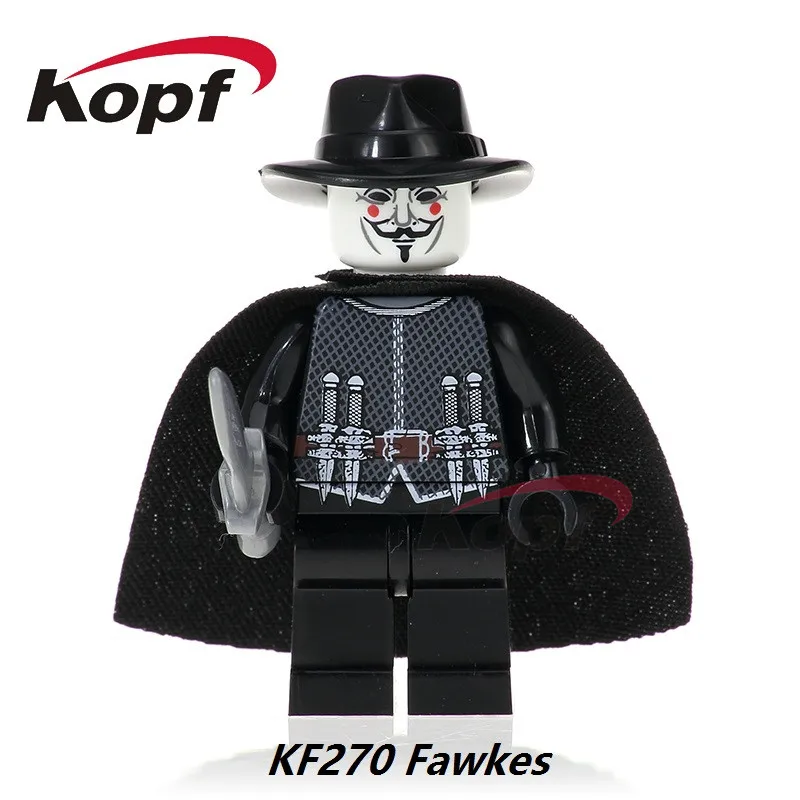 

Single Sale Super Heroes Building Blocks Guy Fawkes Deadpool Action Figures Learning Chirstmas Gift Toys For Children KF270
