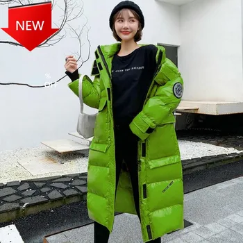 

Oversize Jacket Women Bright Glossy Winter Thick Down Jacket Winter Coat Women 2020 Winter New Hooded Ladies Coat Long Parkas