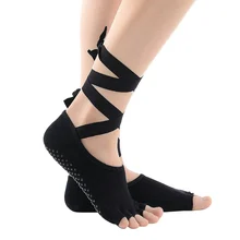 Женские носки с завязками для пилатеса и йоги, профессиональные спортивные танцевальные носки, тапочки, хлопковые носки