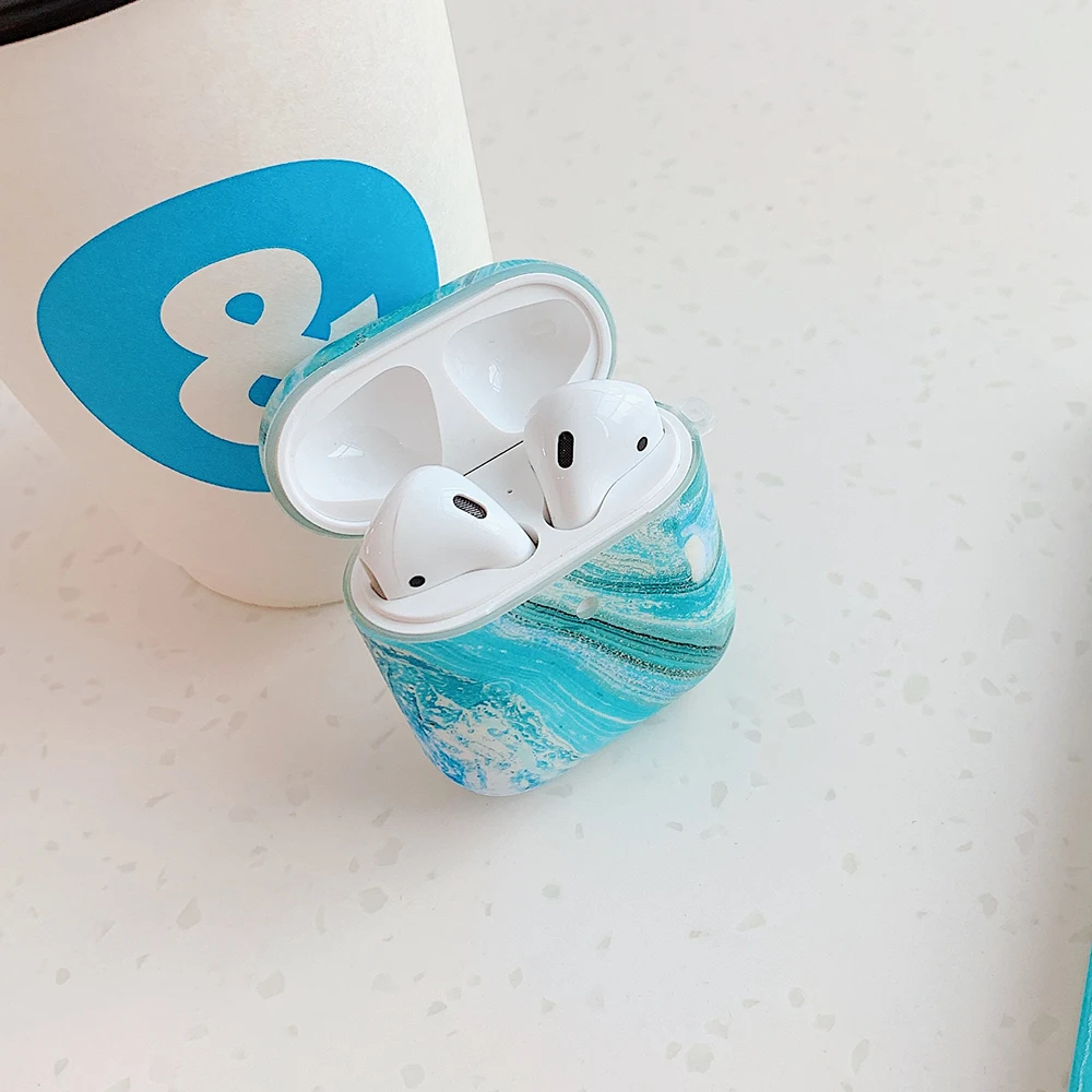 Мраморный чехол для наушников Apple Airpods 2 1 беспроводных Bluetooth защитный AirPods Pro