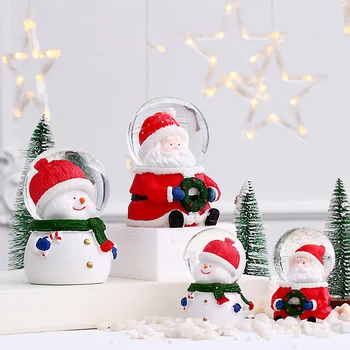 

New Glass Ball Xmas Desktop Decoration Ornament Glowing Santa Snowman Adornment Decoration Christmas Party Decor Dropshipping