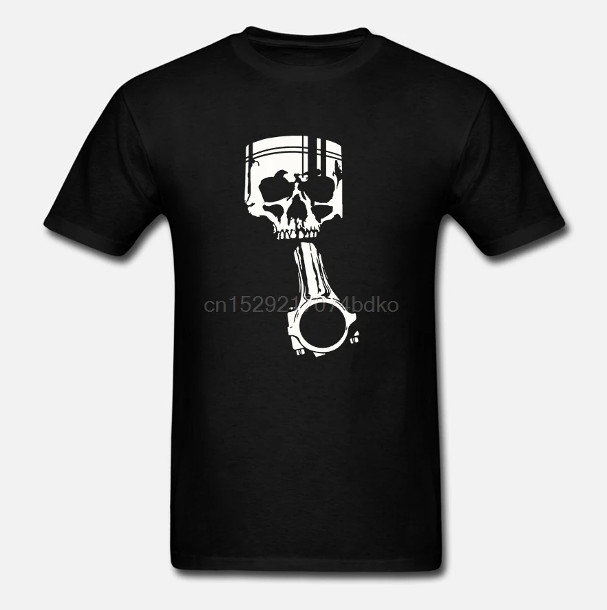 Футболка Piston engineer дрейф JDM с серебряным принтом черепа |