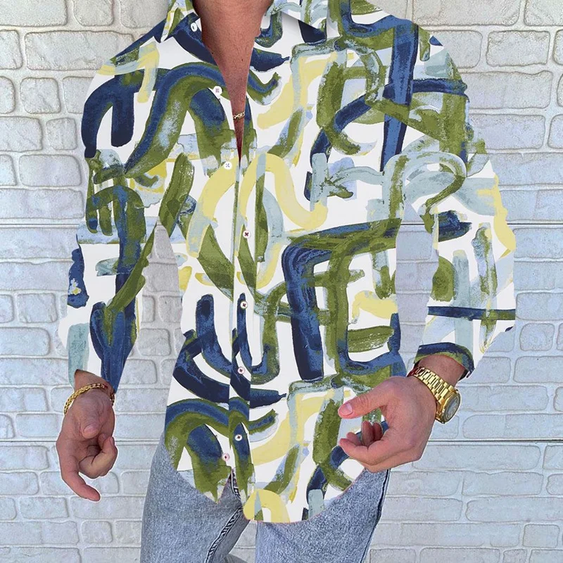 Casual Men Slim Fit Print Party Club Shirt Luxury Brand Printed Shirt 2021 Spring and Autumn Men Fashion Trend Long Sleeve Shirt Casual Men Slim Fit Print Party Club Shirt Luxury Brand Printed Shirt 2021 Spring and Autumn Men Fashion Trend Long Sleeve Shirt