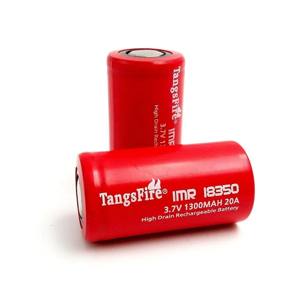 

2PCS TangsFire IMR 18350 1300mAh 3.7V 20A Premium Vaping Battery-Flat Top,Real capacity 1100mah