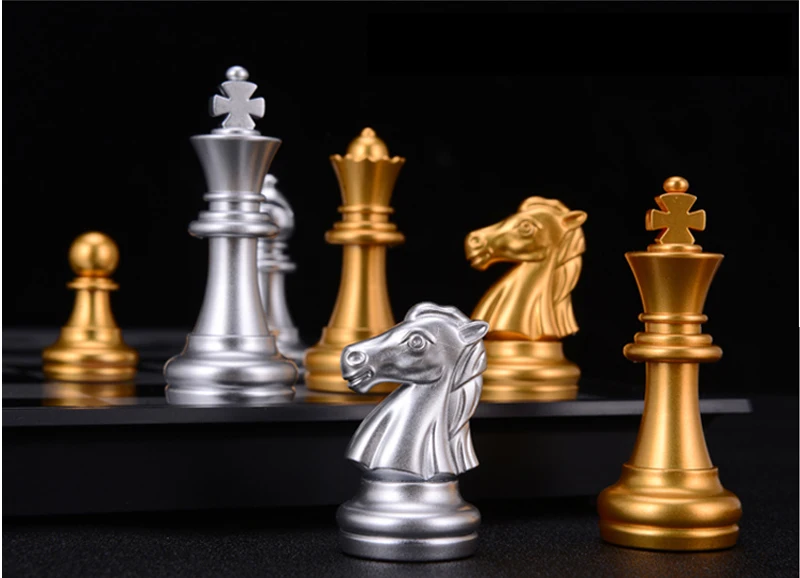 Высокое качество шахматная игра средневековый Шахматный набор с шахматной доской 32 шахматные фигуры с шахматной доской золотой серебряный магнитный Шахматный набор WPC
