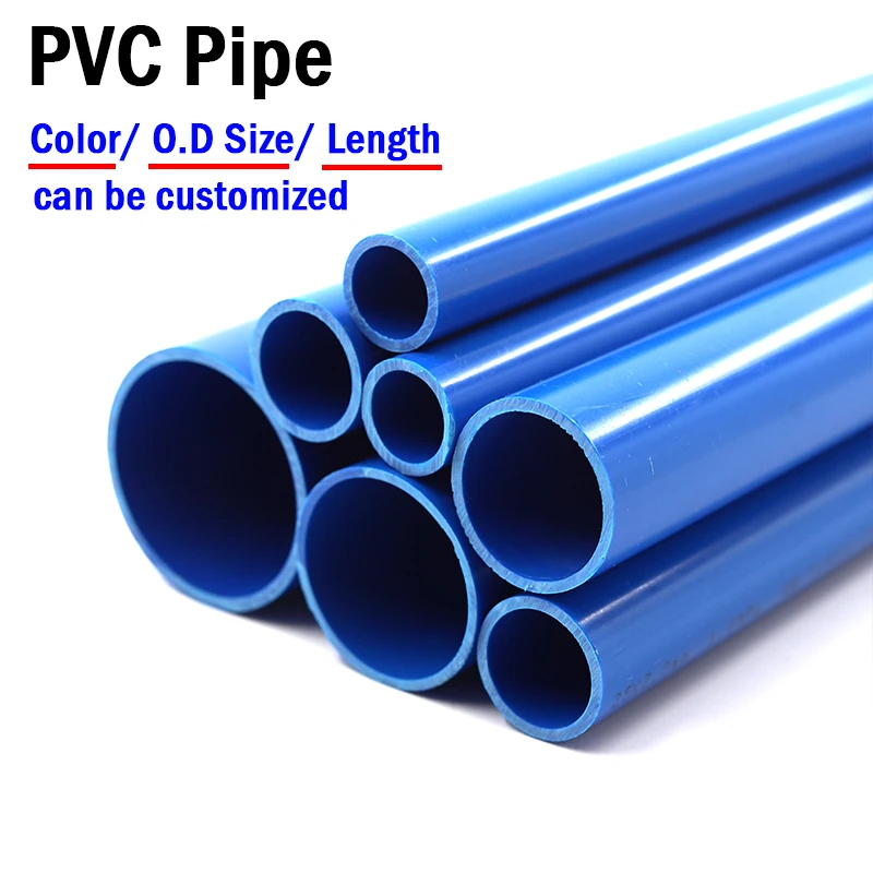 2pcs 50CM 길이 O.D 20 110mm 수족관 물고기 탱크 급수 관 배수 정원 관개 구조 급수 이음쇠 파란 PVC 관