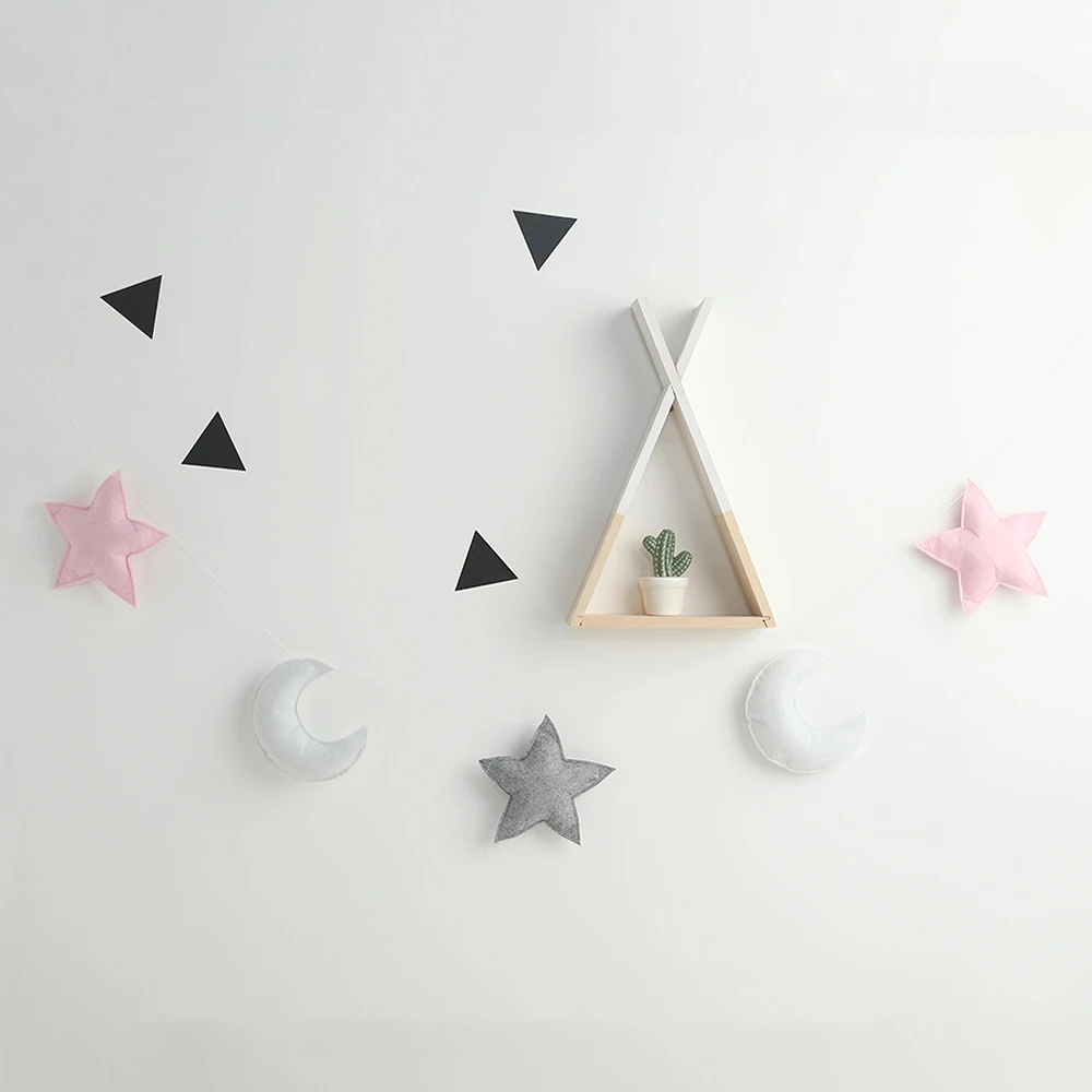 

Baby Room Decor Bumper Moon Stars Design Photography Props Felt Infant Crib Wall Hanging Baby Room Decoration Ins Style For Kids