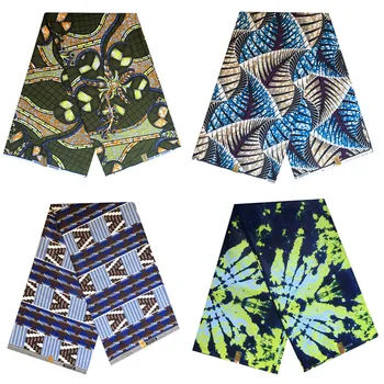 

African Ankara Real Wax Fabric Polyester Flower Printed Fabric For Women Wedding Dress Diy Sewing Crafts