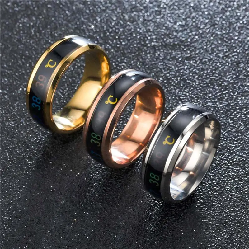 Temperature Ring Titanium Steel Mood Emotion Feeling Intelligent Sensitive Rings for Women Men Waterproof Jewelry | Украшения и