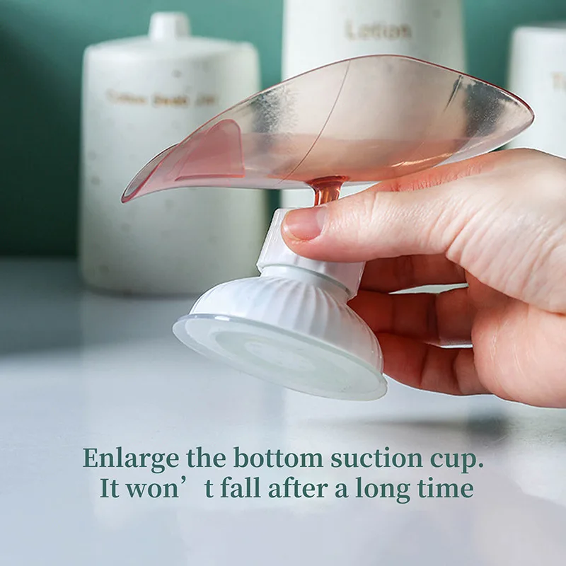 Rotatable leaf soap dish with suction cup – perfect for bathroom storage