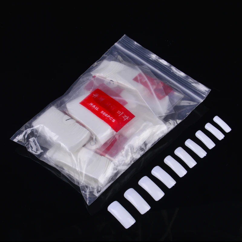 500Pcs Fake Nails 10 Sizes White Half Cover French Acrylic Artificial False Nail Art Tips Transparent Color Wholesale