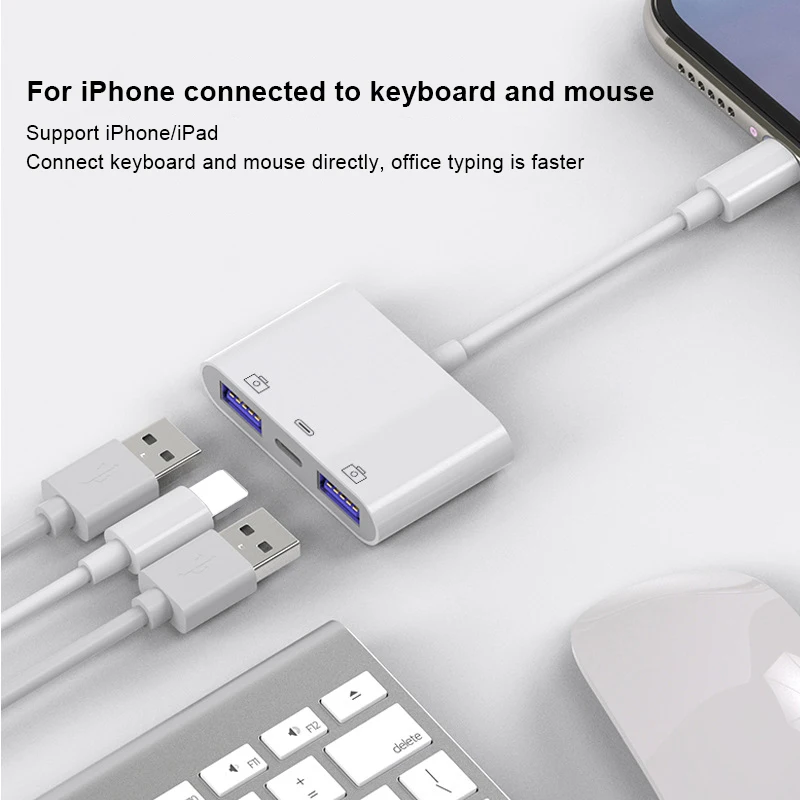 Адаптер UTHAI для iPhone iPad двойной USB 3 0 разветвитель поддержка IOS13 молния быстрая
