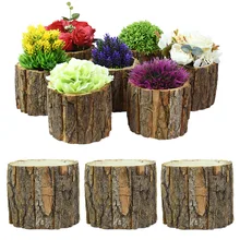 

Wooden Crafts Flower Pot Hollow Wood Stake Design Planter for Succulents Home Desktop Decoration Garden Plants Small Bonsai Pots
