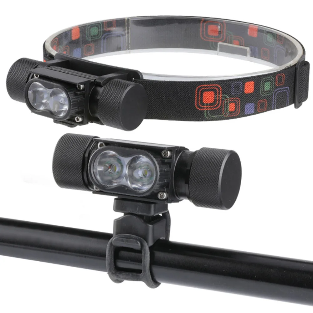 

20W 2X XM-L T6 LED Hunting Headlamp 18650 USB Rechargeable Head Torch Light 5Modes Front Bicycle Light Emergency Warning Strobe