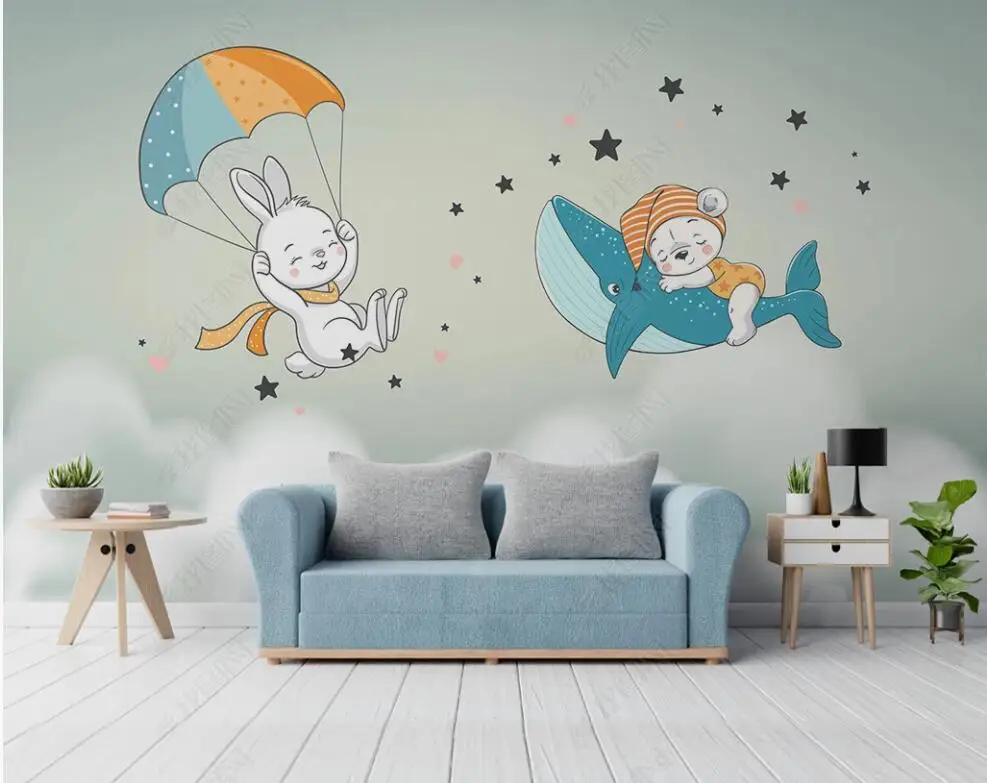 

Custom mural 3d photo wallpaper Cartoon hand drawn creative sky animal children's room home decor wallpaper for wall 3 d